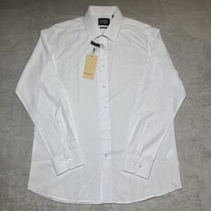 Scotch & Soda Shirt Men 17/43 White Modern Fit Button Up Long Sleeve Stretch NWT